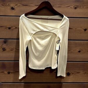 Citizens of‎ Humanity Iris Long Sleeve Cut Out Top Ivory Sz L NWT
